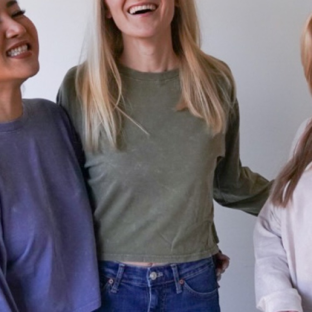 Long Sleeve Acid Wash Soft Tee (Green)